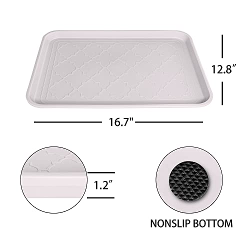 WATANIYA PET Boot Tray and Multi-Purpose Mat, 2 Packs in 16.7"x12.8", Waterproof, Raised Edge for Boots, Shoes and Pets Indoor/Outdoor - color: Milky, size: (2Pack) 16.7''x 12.8''