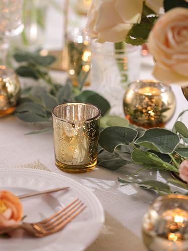 DEVI 12pcs Assorsted Gold Votive Candle Holders, Gold Wedding Table Decorations for Home Party, Mercury Glass Candle Holder for Tea Lights, Wedding Bridal Shower Party Table Decorations - color: Gold