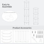 Clear Round Acrylic Side Table for Small Spaces, 11.81" L x 11.81" W x 38.7" H, 4 Tier Small Modern Drink End Table Nightstand, Minimalist Bedside Table for Living Room, Bedroom, Bathroom - size: 4 Tier 1-Pack (38.7"H)