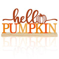 COCHIE Metal Hello Pumpkin Sign, Orange Fall Decorations for Home, Office, Shelf, Mantel, Indoor, Autumn Pumpkin Decoration, Hello Fall Decor (Autumn A) - style: Autumn A
