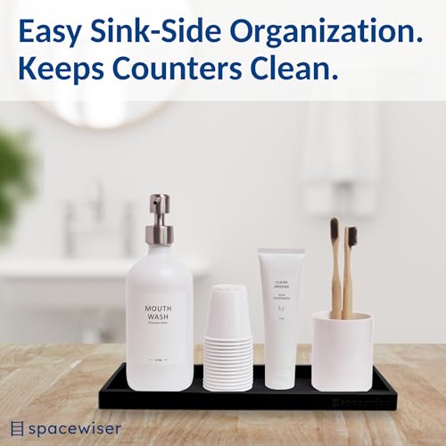 Spacewiser Countertop and Vanity Tray - 11.7" Silicone Bathroom Tray Countertop, Dish Soap Trays for Kitchen Counter, Organizer Accessories Caddy, Toilet Laundry Shower Oil Makeup Mat, Black - color: Black, size: Large 11.7”