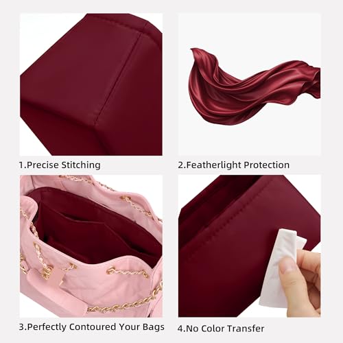 DGAZ Silk Purse Organizer Insert Fits Chanel 25 Handbags，Silky Smooth Bag Organizer，Luxury Handbag & Tote Shaper(Rouge H,Mini) - color: Rouge H, size: Mini