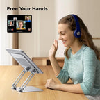 UGREEN Tablet Stand Holder for Desk Dual Rod Support Aluminum Tablet Holder Adjustable Multi-Angle Home Office Accessories Compatible with iPad Pro 13 12 11 10.5 Air Mini 5 4 3 2 Phone E-Reader Silver - color: Silver