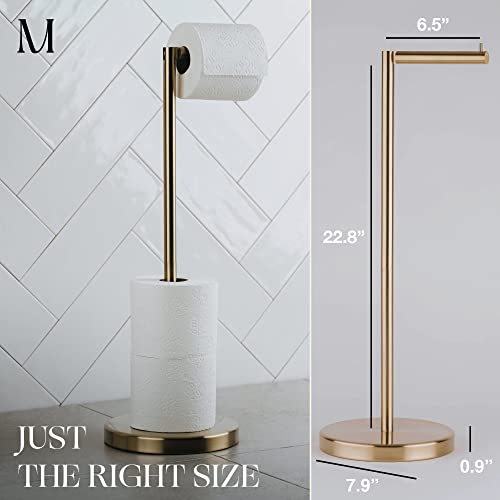 MARMOLUX ACC Free Standing Toilet Paper Holder Stand with Storage for 4 Rolls of Toilet Tissue for Bathroom, Stainless Steel Luxury Brushed Gold, 1pc - Bathroom Sets - Toilet Paper Storage - color: Gold Brushed