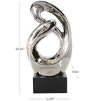 Deco 79 Ceramic Abstract Decorative Sculpture Home Decor Statue, Accent Figurine 14" x 7" x 27", Silver - size: 14" x 7" x 27"