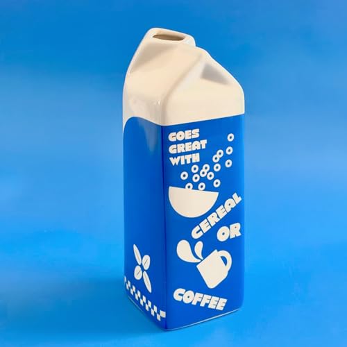 ban.do Vintage Inspired Rise and Shine Decorative Ceramic Vase, Unique Home/Kitchen/Office Accent, Oat Milk