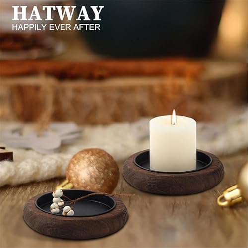 Wooden Candle Holder, Farmhouse Centerpiece Tray - Round Wood Pedestal Stand for Coffee Table, Christmas & Home Decor Mu-4 - color: Brown*4
