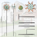 Viveta Wind Spinners Outdoor, Metal Wind Sculptures for Yard and Garden,13 * 57 "Double Windmill with Stable Stake - color: 2-copper Green-b