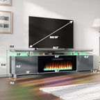 AMERLIFE Fireplace TV Stand with 40" Fireplace, 80" Modern Fireplace Entertainment Center LED Lights, 2 Tier TV Console Cabinet for TVs Up to 90", Grey - color: Grey, size: 80"