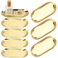 10 Pack 7 Inch Oval Stainless Steel Decorative Tray, Stainless Steel Tea Fruit Tray, 7 inch Gold Oval Trays for Bathroom Vanity, Jewelry, Perfume & Key Organizer (Gold) - size: 10 Pack 7 Inch