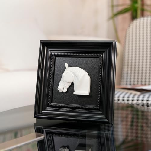 FOLKOR LIFE Black and White Framed Wall Art Sculpture for Home Vintage Decor, Horse Head Wall Decor Statue, Hanging Wall Plaque for Modern Farmhouse Living Room, Bedroom Decoration - color: Horse Head