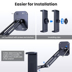 Extended Version Tablet Wall Mount Holder, 15" Aluminium Wall Mount for IPad with 360° Adjustable Rotating Base for iPad Pro Air Mini, Galaxy Tab, All 4.7-13" Phones and Tablets (Long Style) - size: Extra-Long Dual-Arm