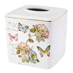 Avanti Linens - Tissue Box Cover, Ceramic Bathroom Accessories, Artistic Home Decor (Butterfly Garden Collection) - size: Tissue Box Cover