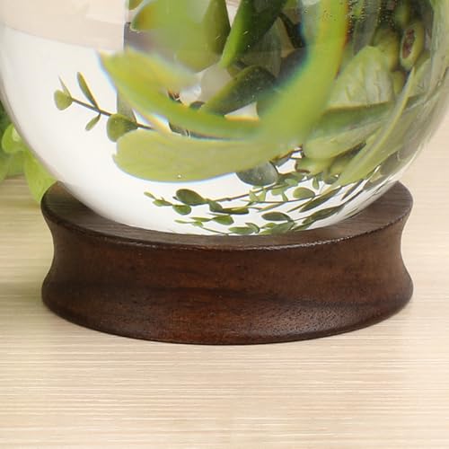 JUXYES Wooden Sphere Holder Display Stand, 3 Pack Small Wood Crystal Ball Stand, Simple Round Display Easel Stands for Crystal Balls, Baseball, Tennis Ball, Stones, Gemstones, Collections, 45mm - color: Brown, size: 1.7" - 3 PCS