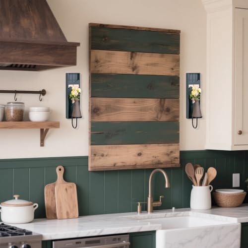 Set of 2 Boho Wall Decor, Modern Abstract Face Candle Sconces, Artistic Sculptural Design, 17.7 x 4.33 x 5.1 inches, Blackish Green - color: Blackish Green