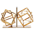 Juvale Gold Bookends - Heavy-Duty Metal Book Ends for Bookshelf Decor - Geometric Square Style for Decorative Books Display for Coffee Table & End Table Decor - 5 x 6 x 3 in, Pack of 2