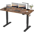 Furmax Electric Height Adjustable Standing Desk Large 63 x 24 Inches Sit Stand up Desk Home Office Computer Desk Memory Preset with T-Shaped Metal Bracket, Brown - color: Brown, size: 63 Inch