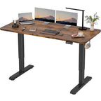 Furmax Electric Height Adjustable Standing Desk Large 63 x 24 Inches Sit Stand up Desk Home Office Computer Desk Memory Preset with T-Shaped Metal Bracket, Brown - color: Brown, size: 63 Inch