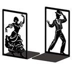 Peacoblue Metal Bookends for Shelves, Modern Decorative Heavy Duty Study Book Ends Stoppers for Office, Desk, Shelf, Room 5.3"x4.3"x7.9" Cast Iron Simple Tall Bookends 1 Pair (Spain Flamenco Dance) - style: Spain Flamenco Dance