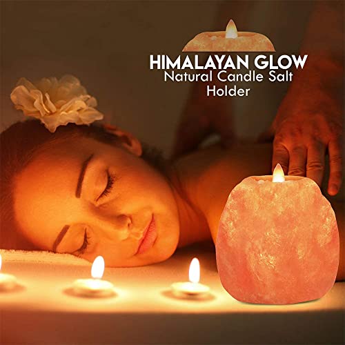 Himalayan Glow Salt Candle Holders, Home Décor Gift – Pink Salt Candle Lamp - 2 Pack - size: Pack of 2