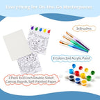 Double-Sided Canvas Painting Kit, 3 Pack 8x10 Inch Canvas Panels with Blank and Pre-Drawn Sides, Acrylic Paints, and Brushes, Versatile DIY Craft Kit for Creative Projects - size: 8"x10"(3-Pack), style: Dual-Sided - Animals