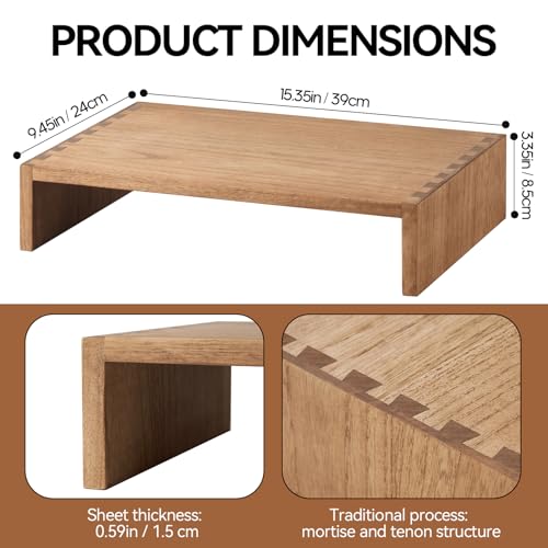 KIRIGEN Monitor Stand Wooden - Desk Stand Wood for Computer/Laptop/TV Printer - Monitor Arms & Stands Desk Riser for Office Desktop Workspace Organizers Platforms Stands (39,Dark Brown) - color: Dark brown, size: 39cm