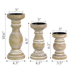 NIKKY HOME Rustic Pillar Candle Holder Set of 3 - Farmhouse Wooden Candlestick Stand for Mantle, Fireplace, Living Room, Brown - color: Brown