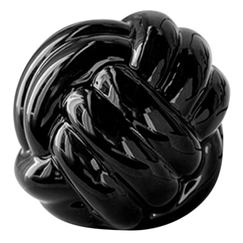 Cabilock Ceramic Knot Décor Black Knot Statue Decor Ceramic Thread Knot Link Figurine Geometric Sphere Modern Art Sculpture Table Decoration Accents for Home Office Abstract Statue - color: Black