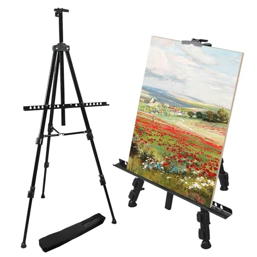 RRFTOK Art Painting Display Easel Stand,72Inches Portable Adjustable Metal Tripod with Artist Easels for Canvases Height from 22-72”for Table-Top/Floor Paint and Displaying,Black - style: 72BL 1-pack