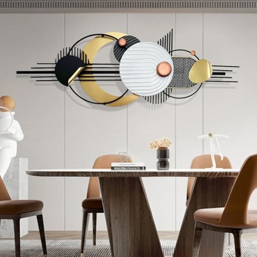 Metal Wall Art, Black and White Gold Wall Sculptures, Minimalist Geometric Decor, 3D Large 59"*21” Wall Art for Living Room Bedroom Bathroom Study Modern Wall Decor, Home Hanging Wall Sculpture - style: wall sculpture 2
