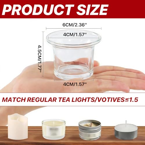 12 Pcs Clear Glass Tealight Candle Holders, Votive Candle Holders for Weddings, Parties, and Home Decor, 2.36" x 1.77" Small Glass Candle Holders for Centerpieces and Table Settings