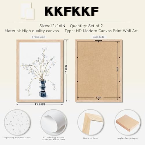 Framed Watercolor Floral Wall Art Canvas Print Minimalist Flower Painting with Solid Wood Frame & Acrylic Cover, Neutral Botanical Picture for Living Room Bedroom Modern Home Decor 12x16IN - color: Eucalyptus fruit, size: 16"L x 12"W