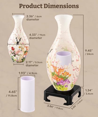 Pintoo 3D Puzzle Vase Unique Flower Vase Made by 160 Curved Plastic Puzzle Pieces House Warming Gift for Flower Arrangements and Home Decoration - [S1035] (Translucent, Flowers and Birds) - color: Flowers and Birds, size: Translucent