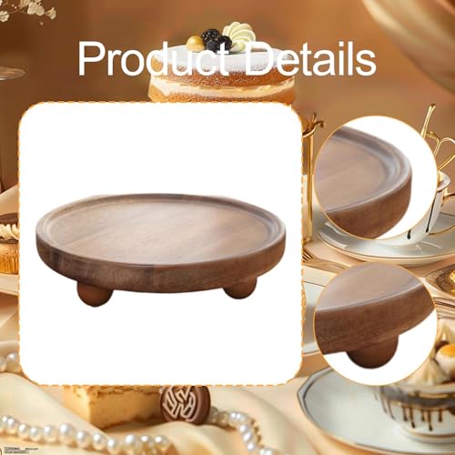 Wood Pedestal Stand Display Riser with Ball Legs Stylish Sturdy Organizer Decorative Tray Candle Stand for Home Vanity Entry , L