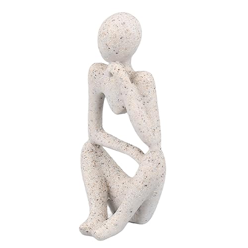 Abstract Thinker Statue | Synthetic Home Accent for Living Room/Office Desk/Bookshelf | Hollow Design Art Sculpture Collectible Present (Sandstone Left) - style: Sandstone Left