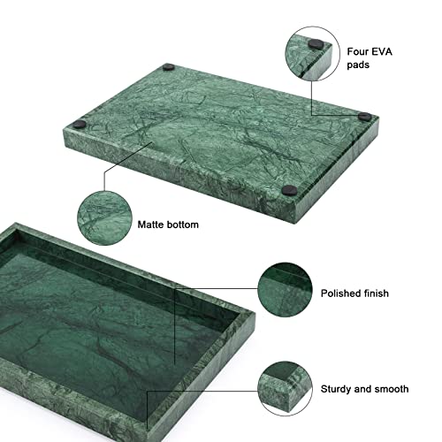 Marble Bathroom Vanity Tray, Natural Luxury Vanity Home Kitchen Bathroom Table Tray, Stone Decorative Countertop Dresser Trays for Key Coffee Perfume Jewelry Makeup (Blackish Green, 12" x 8" x 1.2") - color: Blackish Green, size: 12" x 8" x 1.2"