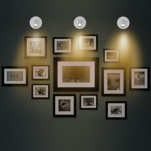 Battery Operated LED Spotlight, Picture Spot Lights, Indoor Uplighting, Puck Lights with Remote, Plants Tree Spotlight, Accent Light for Paintings Dartboard Portrait Frame-White - color: White
