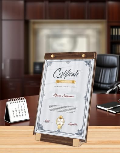 3 Pack 8.5"x11" Acrylic Sign Holder A4 with Wood-Color Base - Table Top Display Stand for Menus, Signs, Flyers, Perfect for Restaurants, Retail Stores, Conferences, Weddings, Offices