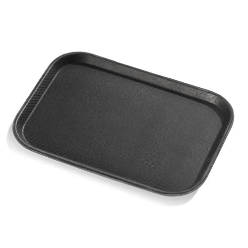 New Star Foodservice 24852 Restaurant Grade Non-Slip Tray, Plastic, Rubber Lined, Rectangular, 10-Inch x 14-Inch, Black - color: Black, size: 14" x 10" x 0.7"