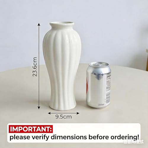 White Ceramic Vase, 9.3 Inch Water Safe Vase for Fresh Flowers, Farmhouse Home Decor Table Centerpieces for Living Room Cabinet Wedding(9'' Retro) - color: 9'' Retro