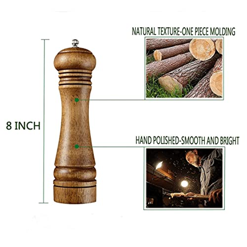 Wooden Pepper Mill Set Salt Pepper Grinder Kit Manual Mills Solid with Strong Adjustable Ceramic Grinders 2 Piece 8 Inches - color: D 2 Wooden Pepper Mill