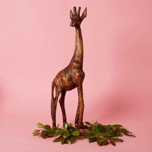 Giraffe Sculptures for Home Decor, Wooden Figurine, 18 Inch Tall - size: Giraffe