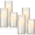 12 Pcs Wedding Pillar Candles and Ribbed Glass Candle Holder Vases Tall Cylinder Holders for Pillar Candle Clear Ribbed Bud Vase for Wedding Table Centerpiece, Total 6 Sets