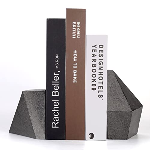 Decorative Bookends, Heavy Duty Cast Iron, Art Shelf Decor, Geometry Abstract Theme (Black) by Ambipolar - color: Antique Black