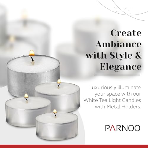 500 Pack Tealight Candles in Metal Cups - Clean, White Unscented Tealight Candles with 3 Hour Long Burning Time for Romantic Dinner, Weddings, Spa & Hotels - style: 500 Pack 3 Hours Burn Time
