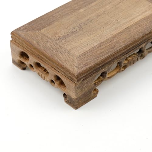Wooden Display Stand Base 5.91"×3.54" Rectangle Wood Carved Pedestal Oriental Stand Pedestal for Furniture Antique - size: 5.91"×3.54"