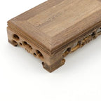 Wooden Display Stand Base 5.91"×3.54" Rectangle Wood Carved Pedestal Oriental Stand Pedestal for Furniture Antique - size: 5.91"×3.54"