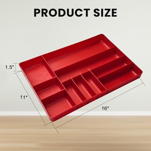 10-Compartments Tool Organizer Tray, Tool Drawer Organizer Tray, Tool Box Organizer, Stackable Toolbox Organization Holder for Small Parts, Bolts and Batteries (1, Red) - color: Red