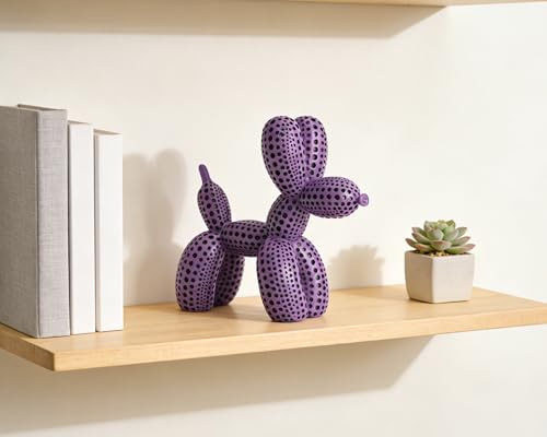 Balloon Dog Statue Decor Polka Dot Dog Cool Stuff to Put on Shelves, Purple Balloon Dog Statue Decoration Fun Paperweight, 5 inch Versatile Color Options - color: Purple