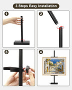 Adjustable Tabletop Easel Stand, Picture Easels for Display Up to 29" H, Metal Picture Frame Holder Stand Table for Art, Photo (Black) - color: black